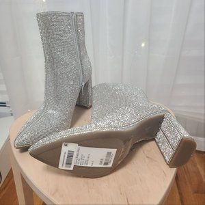 Silver rhinestone boot
